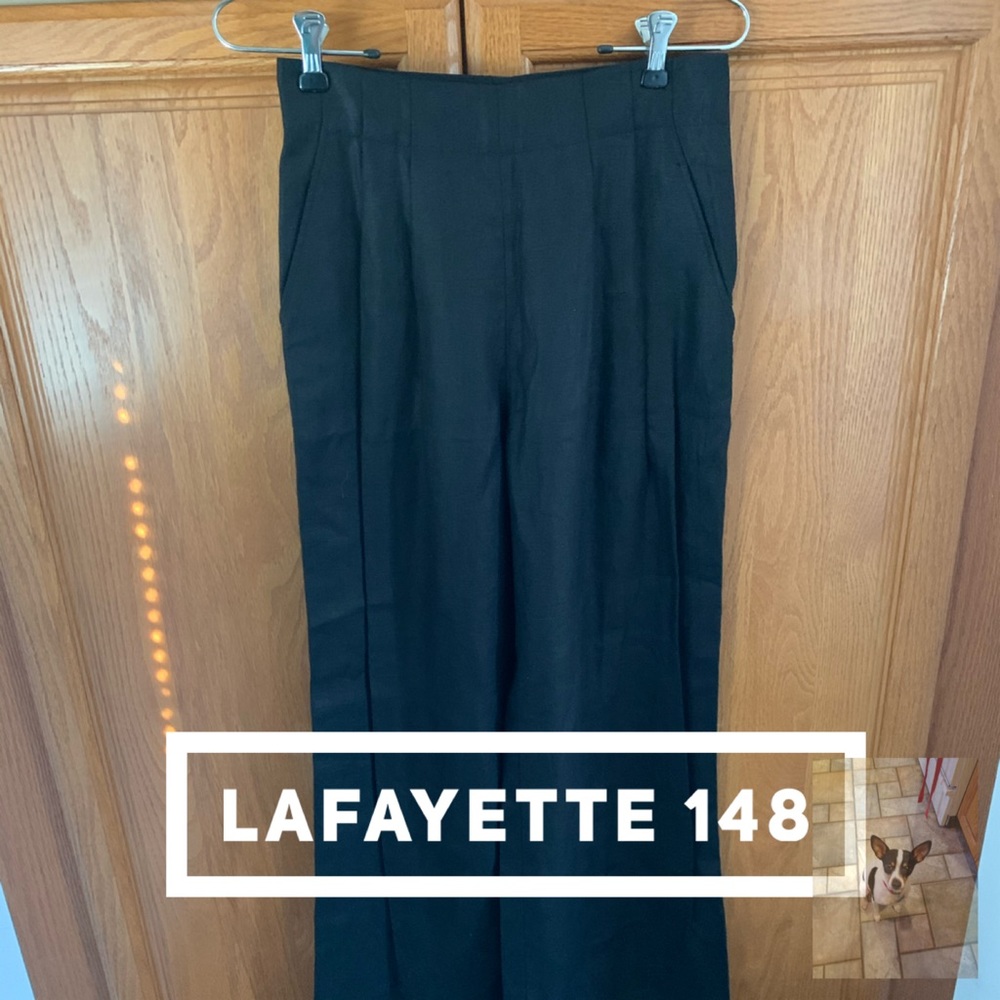 LAFAYETTE 148 linen wide leg black slacks size 0P